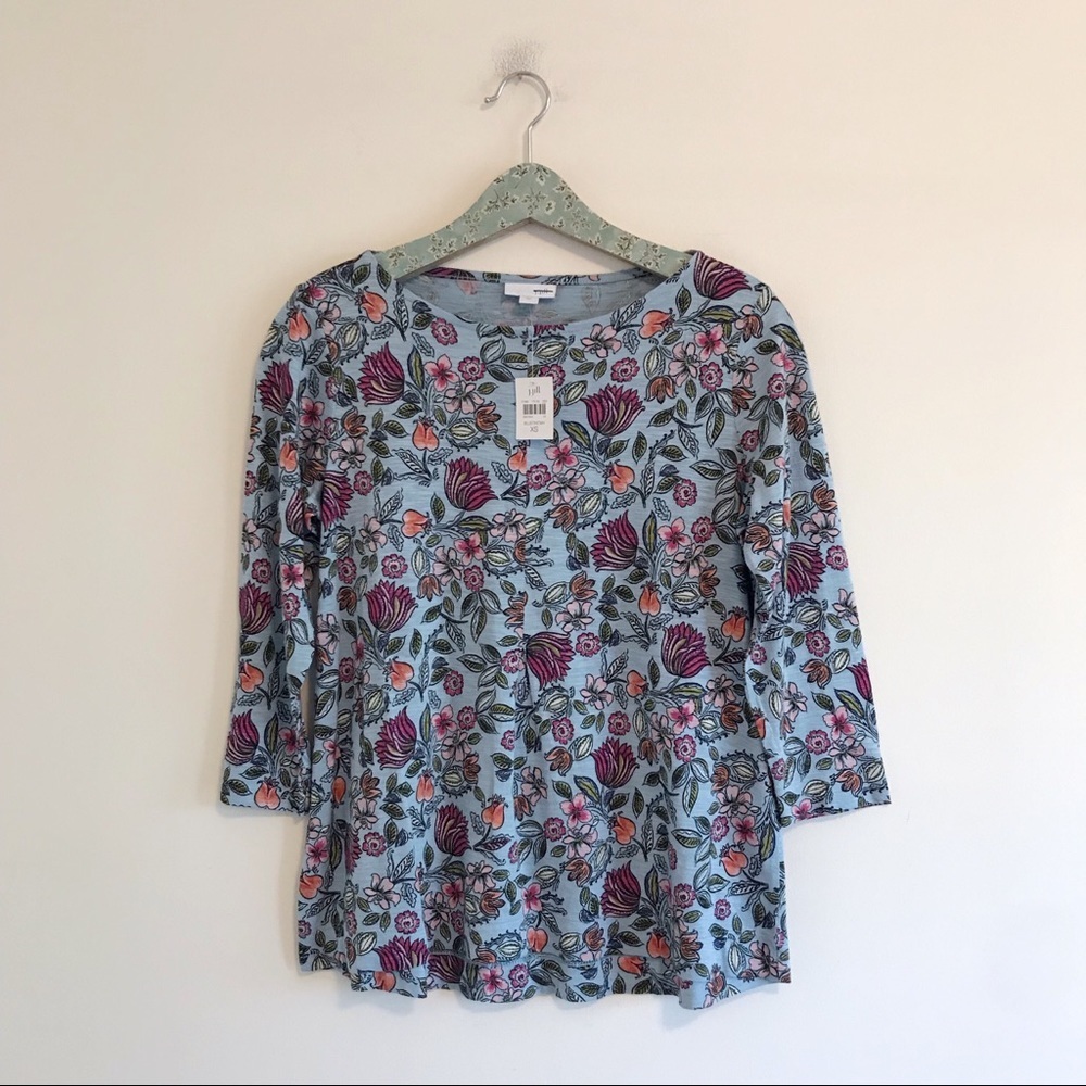 NWT J. Jill Blue Floral Flowy Top - Picture 2 of 7